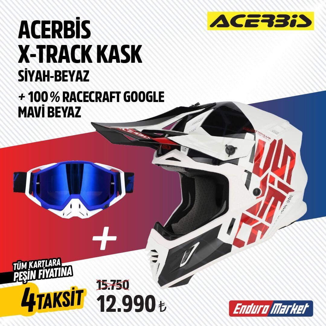 Acerbis X-Track 22-06 Kask Siyah Beyaz