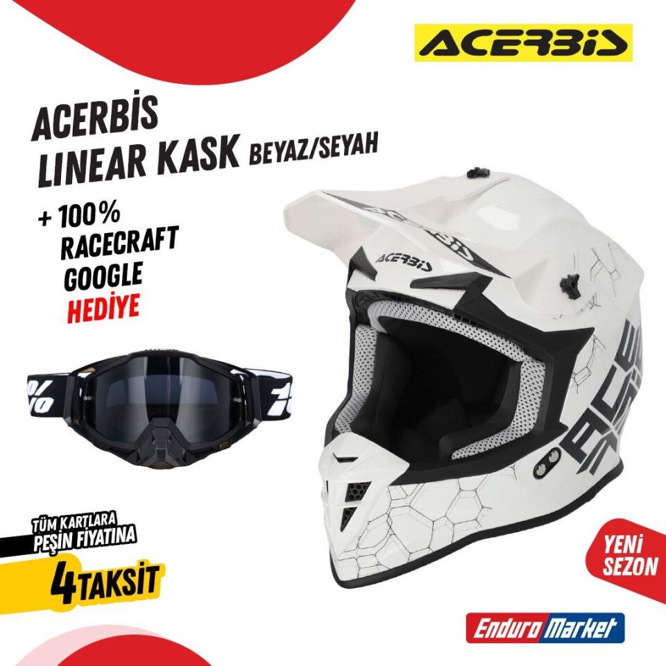 Acerbis Lınear Solıd Kask 22.06 Beyaz Siyah