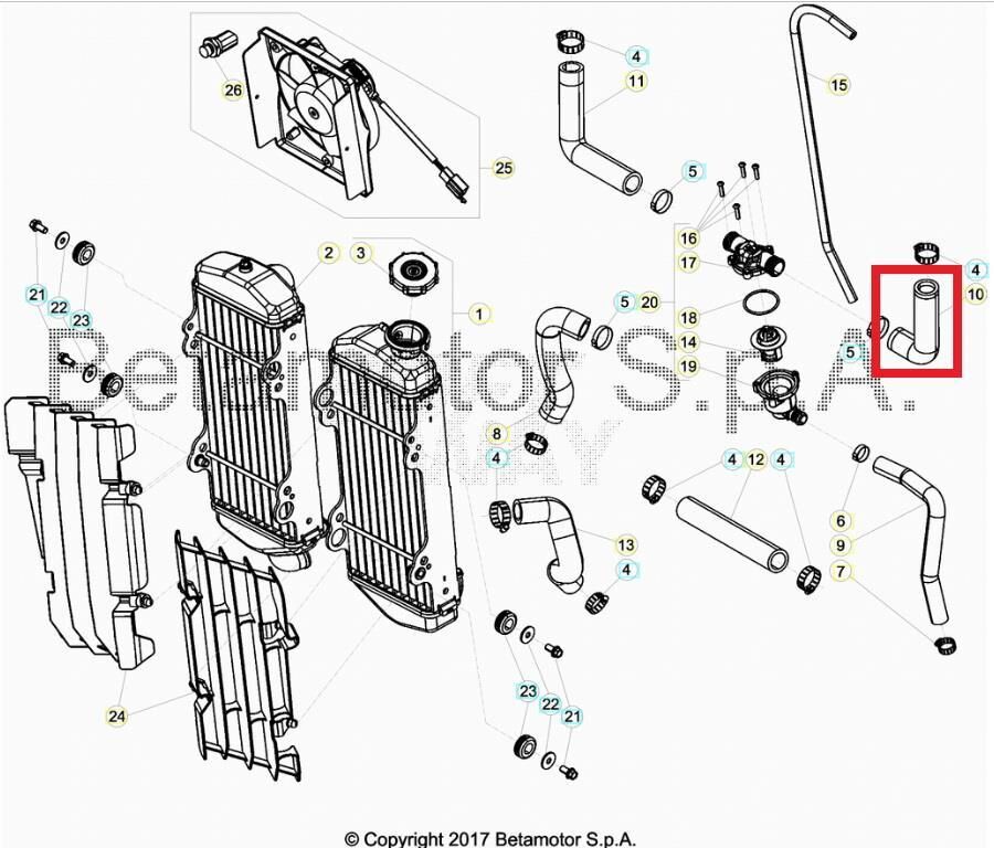 Left Thermostat Hose Beta Orj Yp