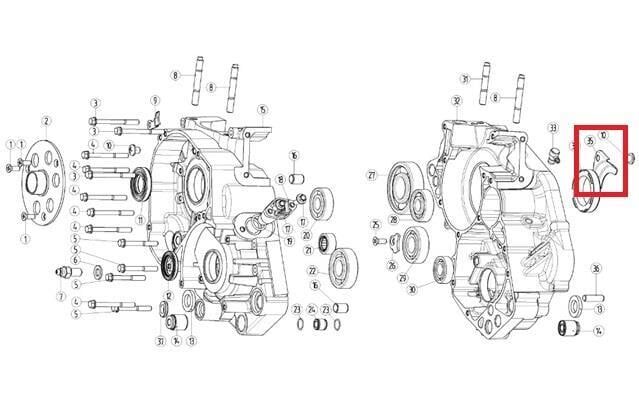 Kayo Kt 250 - Yuki Krank Kutusu Kapağı Sağ Contası E1
