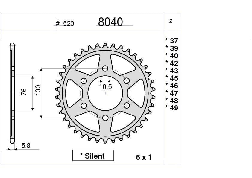Suzukı Gsxr 750 (520) Ognıbene Arka Dişli 43T