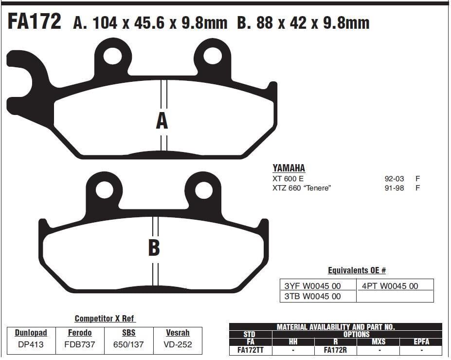 Yam. Xt 600 E 92-03 Ebc Ön Fren Balatası