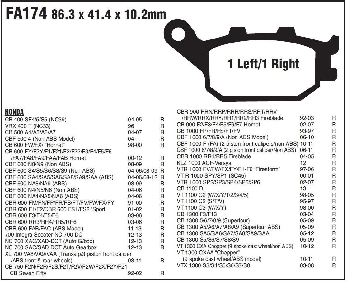 Honda NC 750 D 14-16 EBC ARKA FREN BALATASI