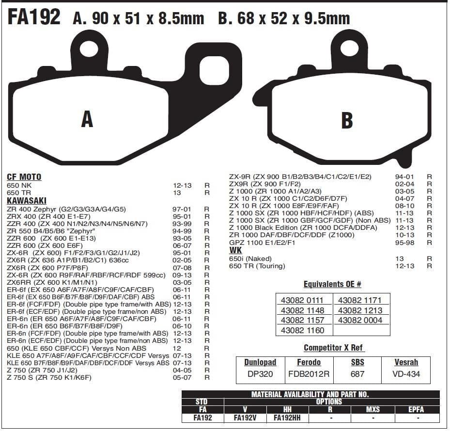 Kawasaki KLE 650 VERSYS 07-14 EBC ARKA FREN BALATASI