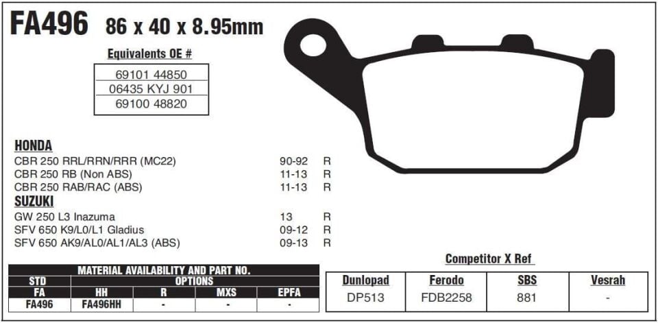 Honda NC 750 S/X 14-18 EBC ARKA FREN BALATASI