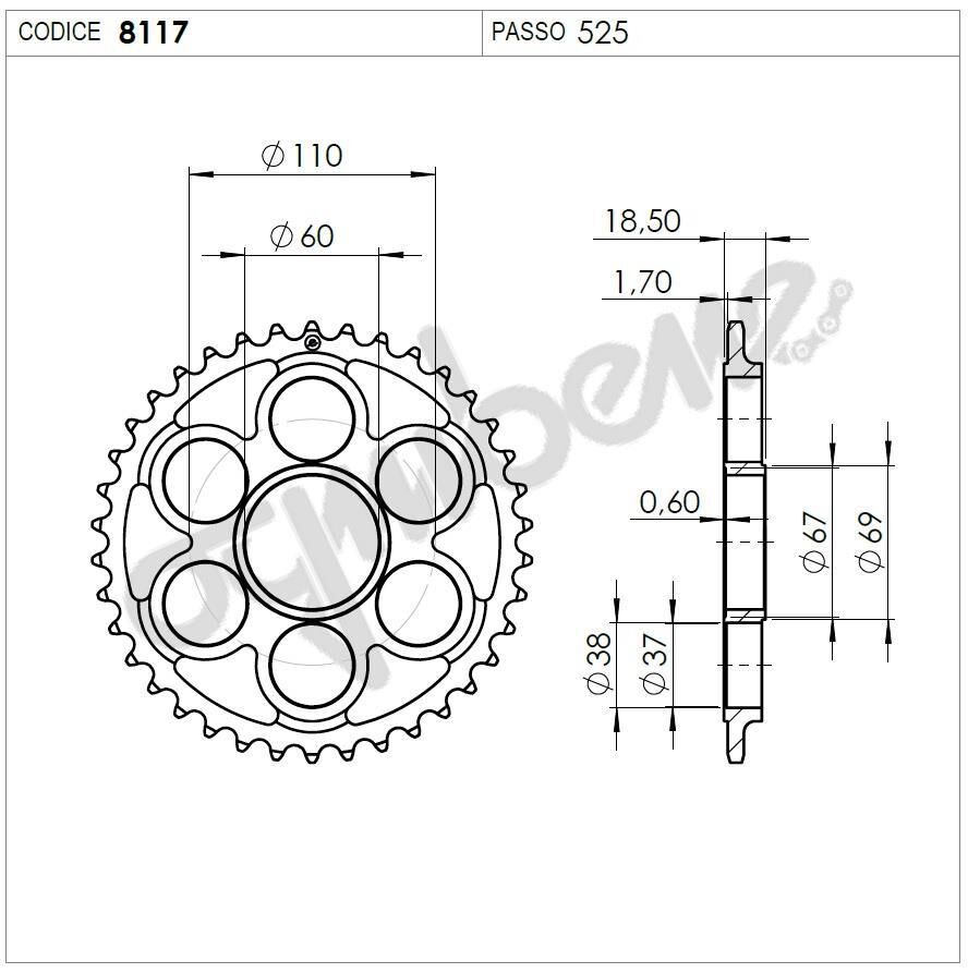 Ducatı 1098 07 525 Ognıbene Arka Dişli 40T