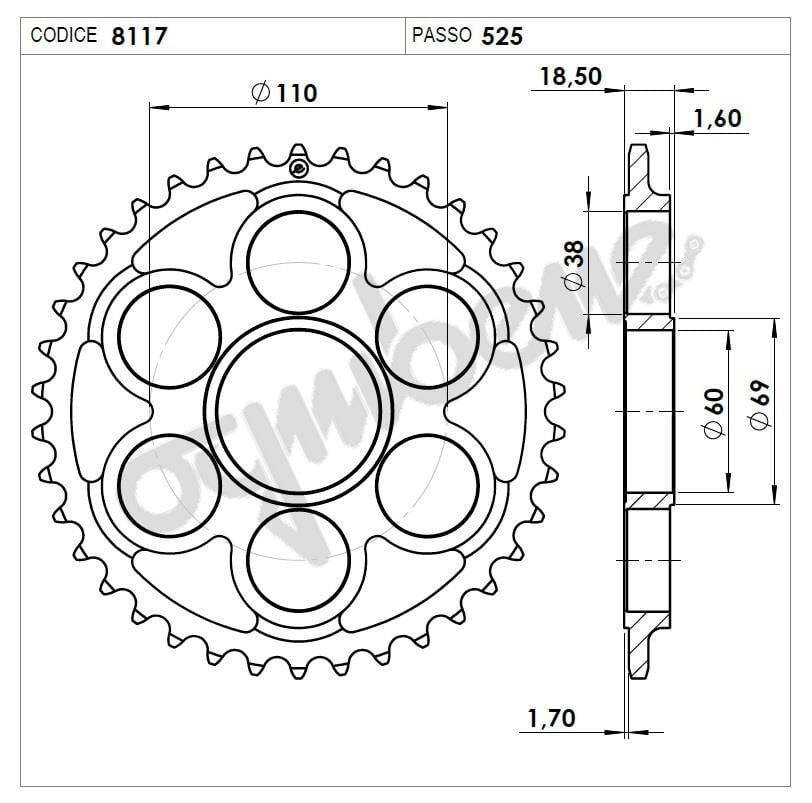 Ducatı 1098 07 525 Ognıbene Arka Dişli 43T