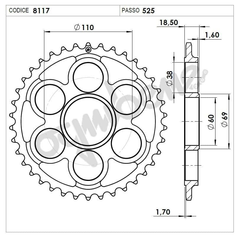 Ducatı 1098 07 525 Ognıbene Arka Dişli 43T