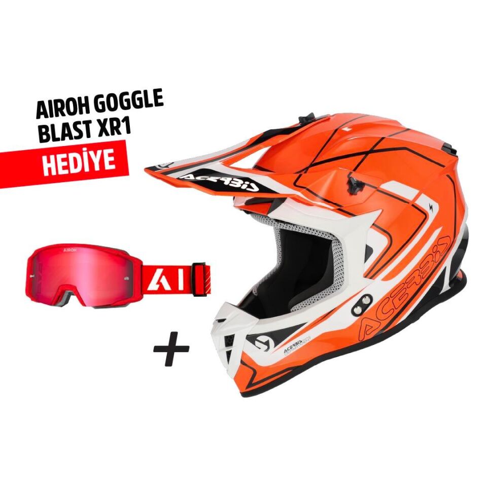 Acerbis Lınear Kask 2206 Turuncu Beyaz