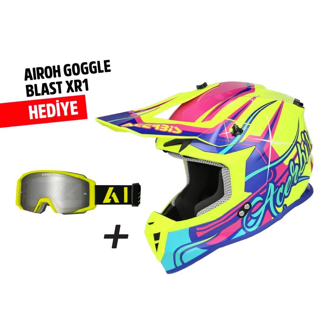 Acerbis Lınear Kask 2206 Sarı Mor