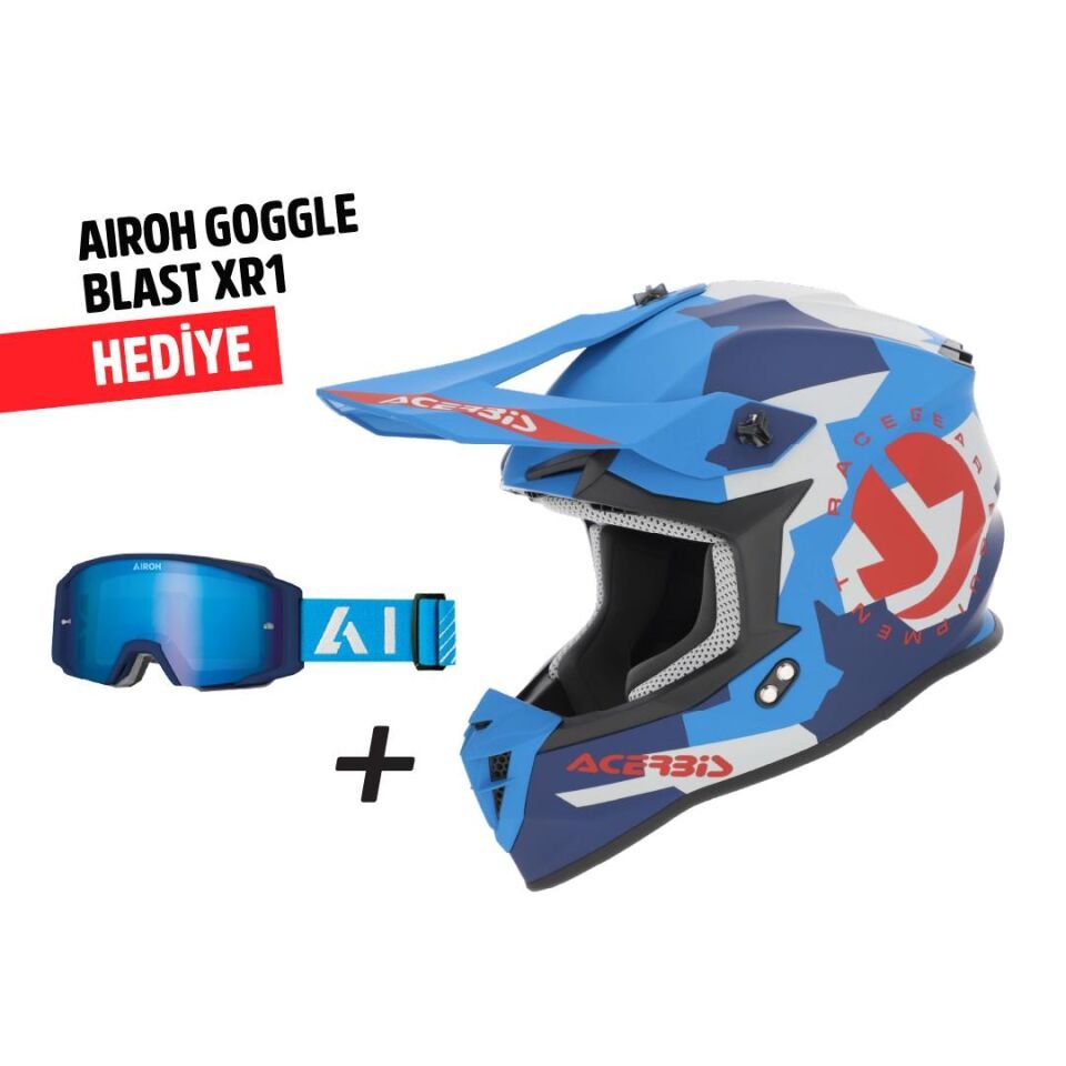Acerbis Lınear Kask 2206 Mavi Kırmızı