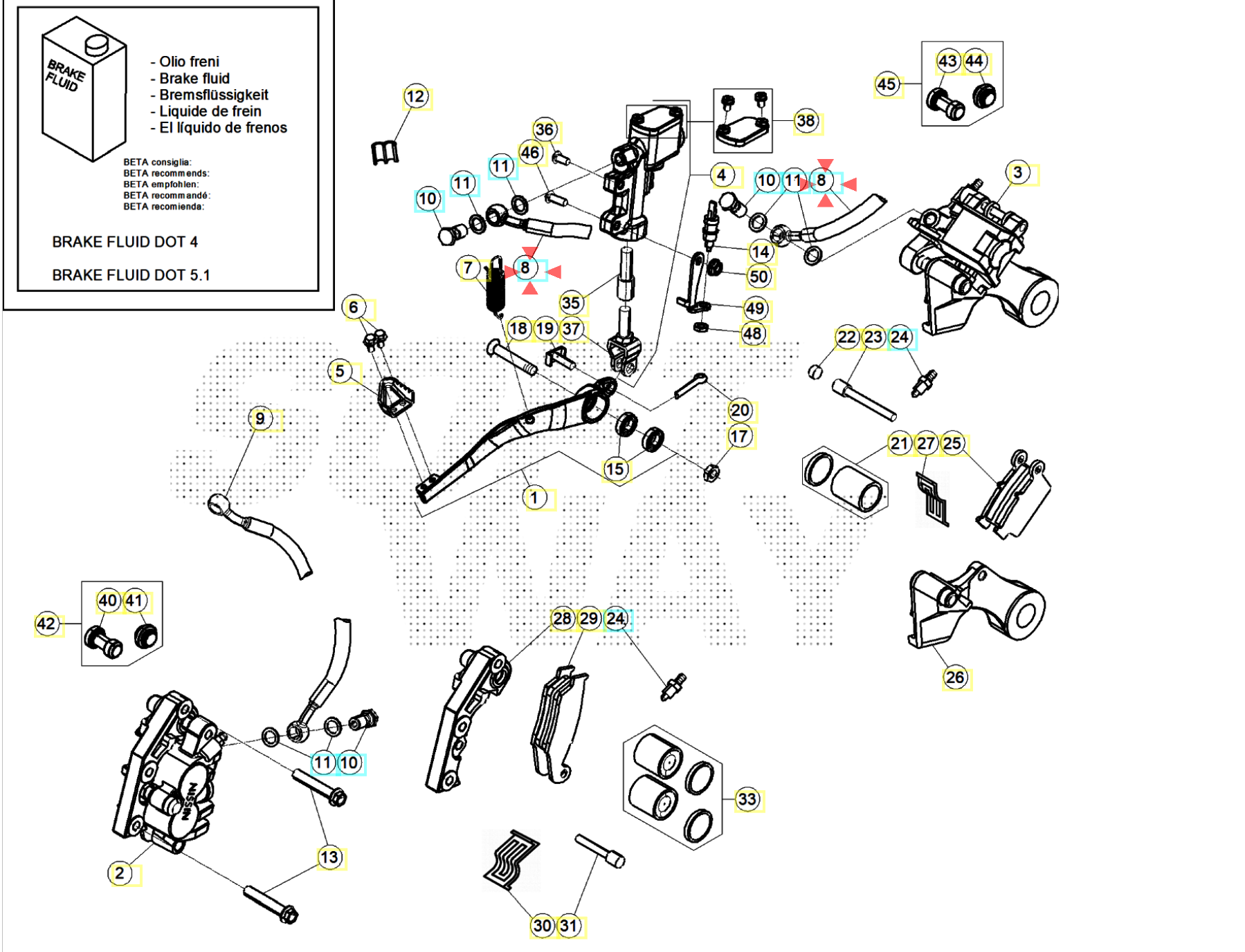 Beta 2T 4T RR 25-26 Race 24-26 Arka Fren Hortumu OEM