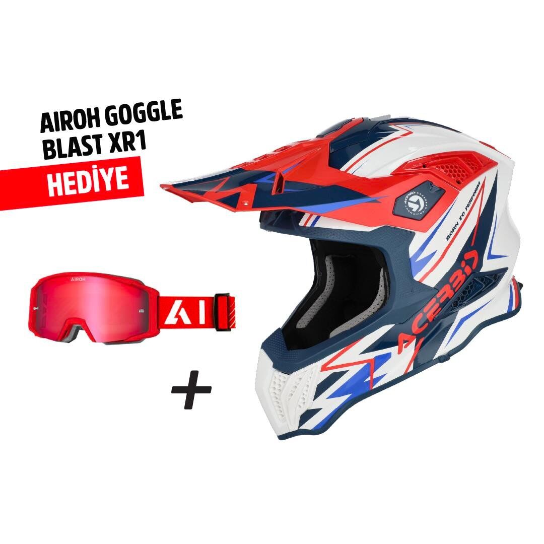 Acerbis Airstrike-X Kask Beyaz Kırmızı