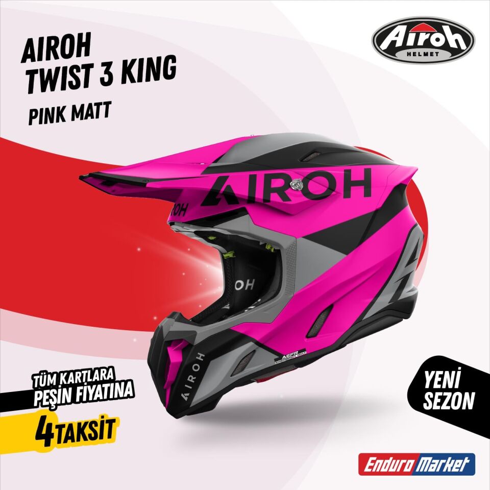 Airoh Twist 3 Kıng Pembe Mat Motosiklet Kaskı