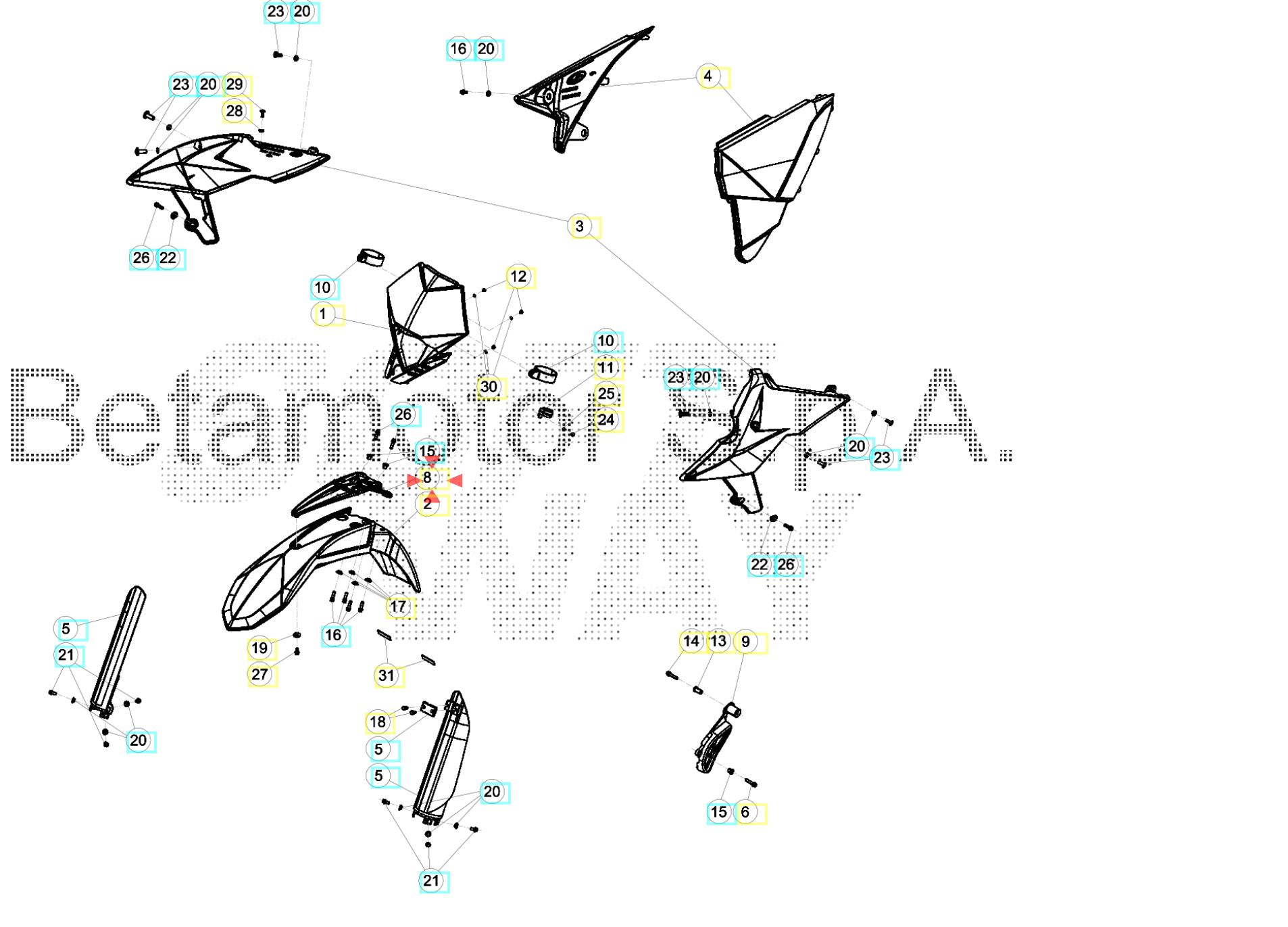 Beta 2T 4T 15-19 Ön Çamurluk Braketi OEM