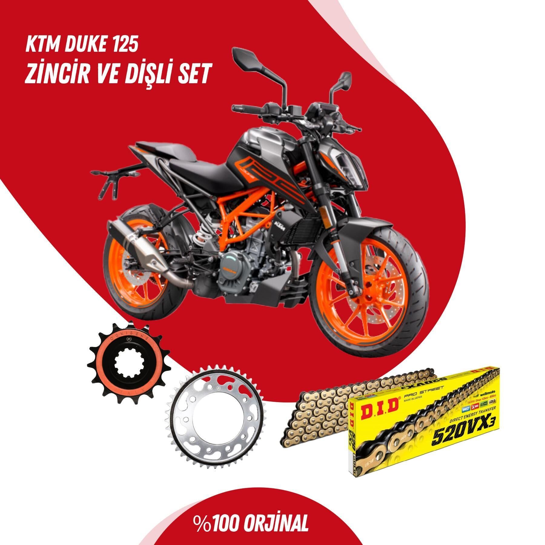 KTM DUKE 125 14-23 DID VX3 GOLD ZİNCİR DİŞLİ SET