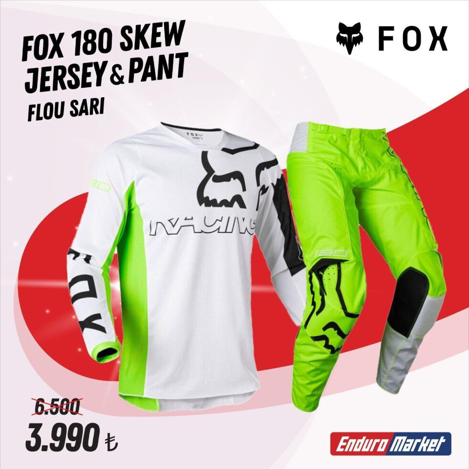 FOX 180 Skew Beyaz Yeşil Jersey Pantolon Takım