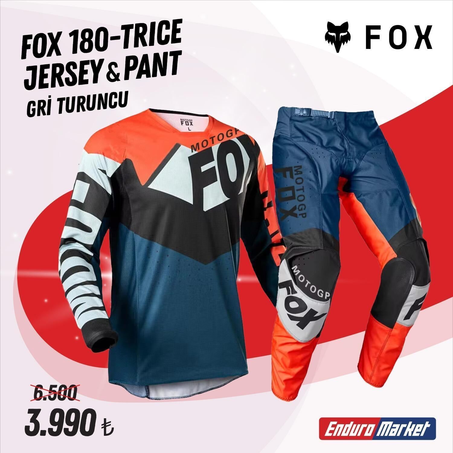 FOX 180 Trıce Gri Turuncu Jersey Pantolon Takım