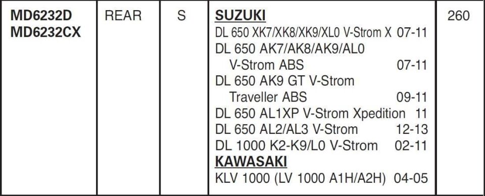 Suzuki DL 650 2007-2018 Suzuki DL 1000 2002-2018 EBC Arka Disk