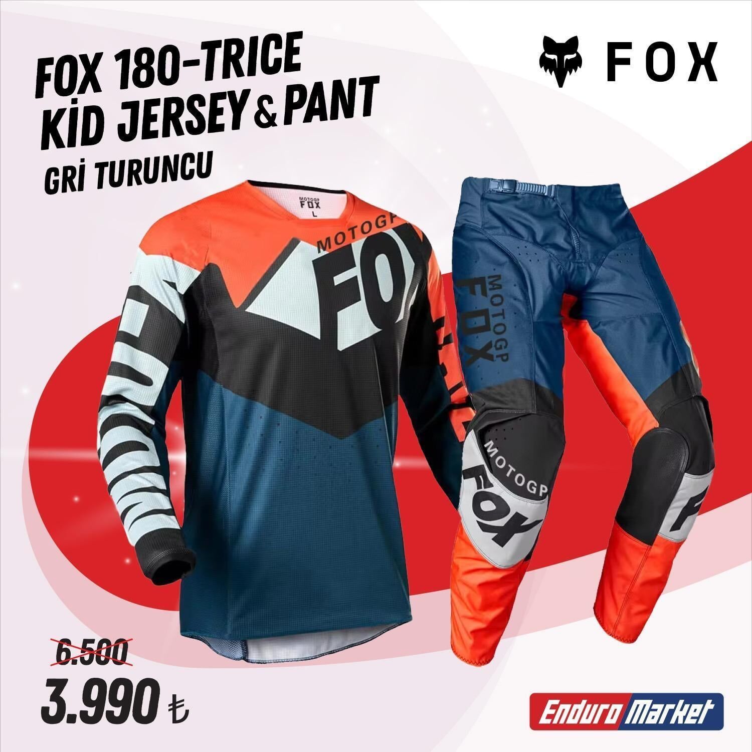 Fox 180 Trıce Gri Turuncu Çocuk Jersey Pantolon Takım
