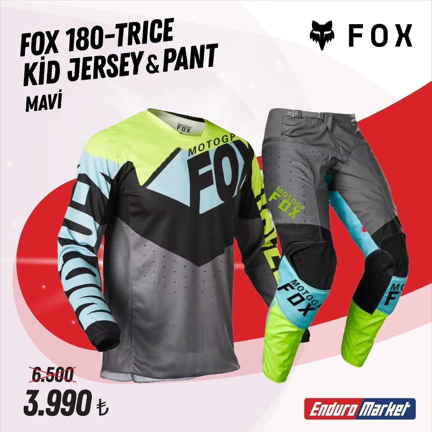 FOX 180 Trıce Mavi Çocuk Jersey Pantolon Takım