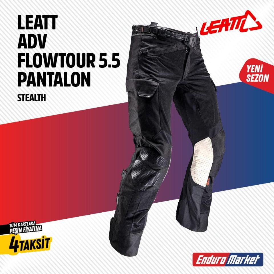 Leatt Adv Flow-Tour 5.5 Uzun Siyah Motosiklet Pantolonu