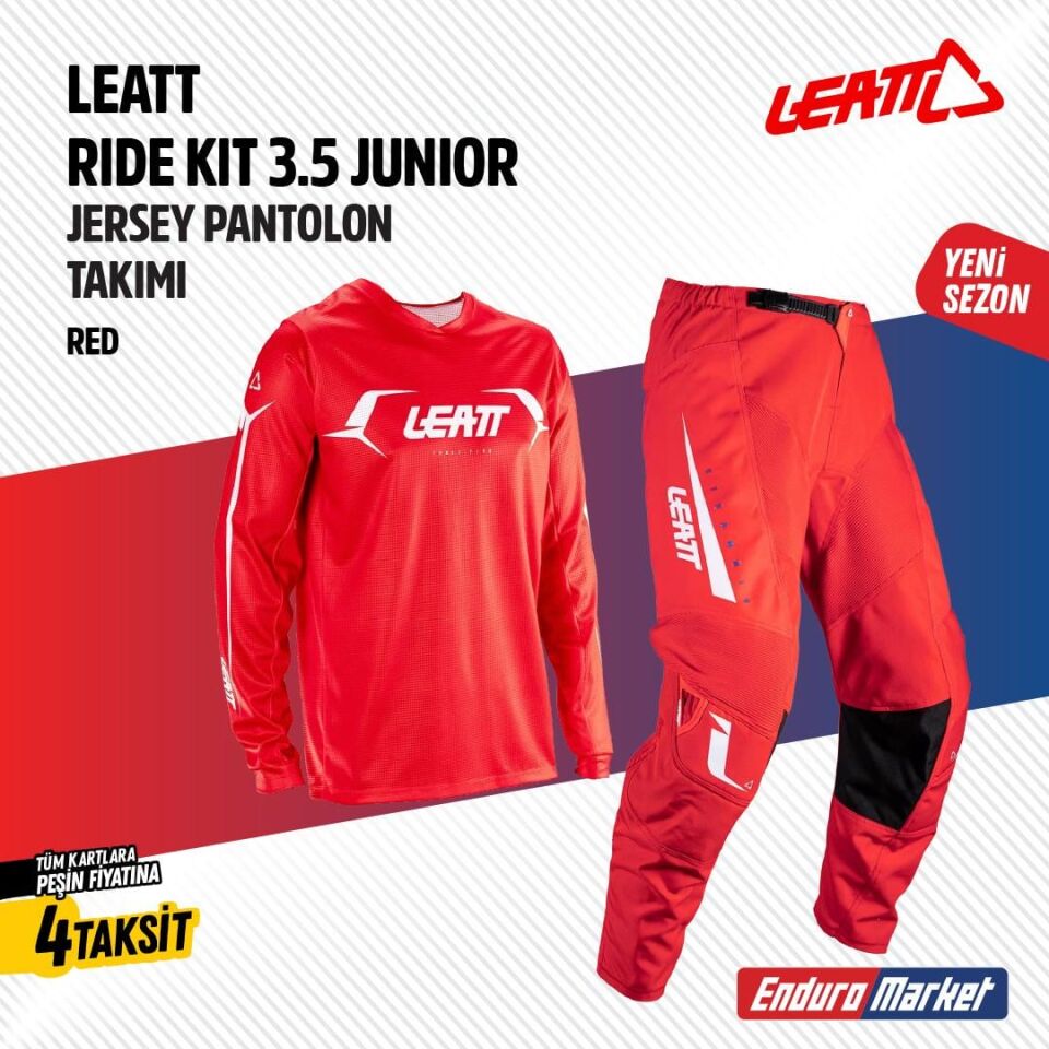 Leatt 3.5 Çocuk Kırmızı Motosiklet Jersey Pantolon Takımı