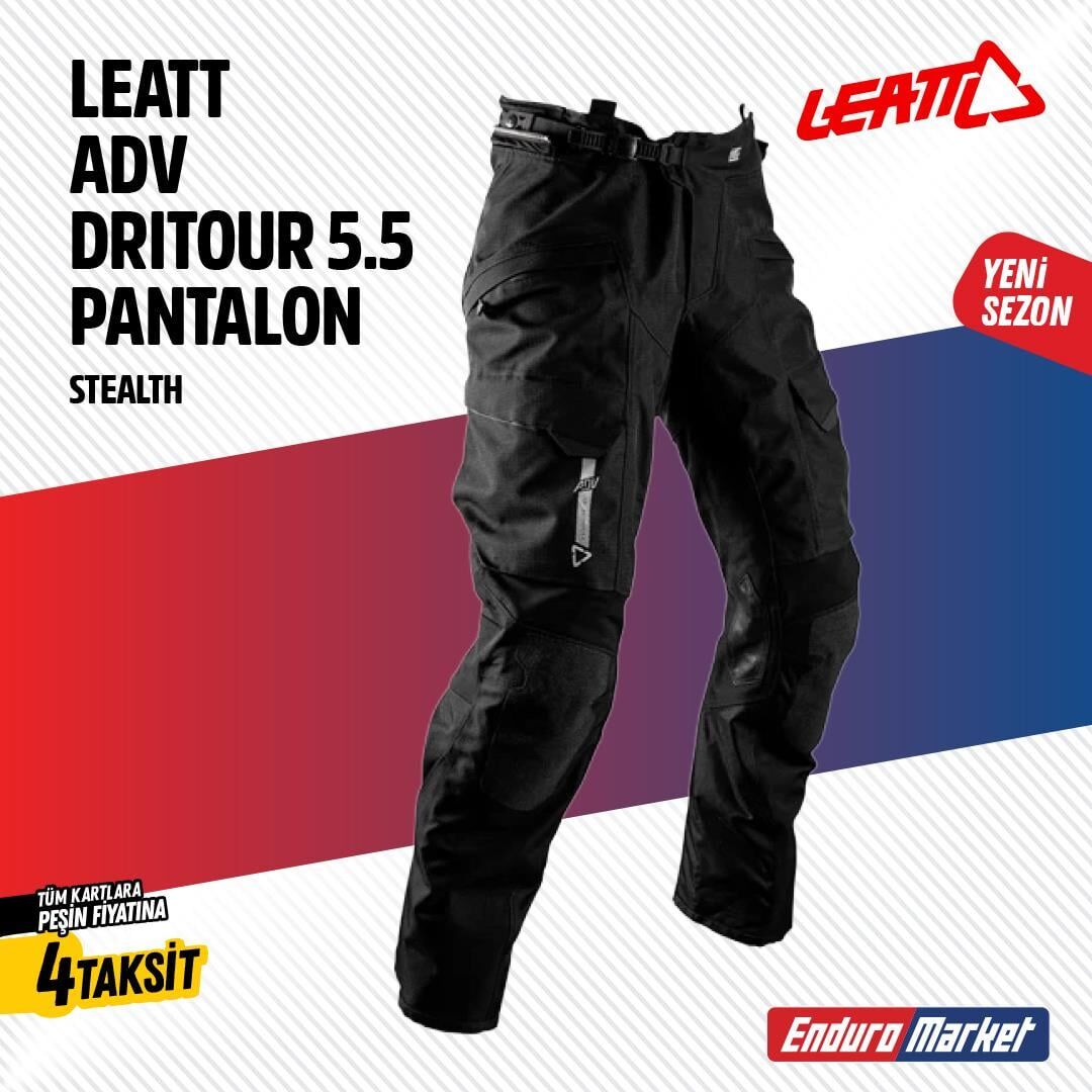 Leatt Adv Dri-Tour 5.5 Kısa Siyah Motosiklet Pantolonu