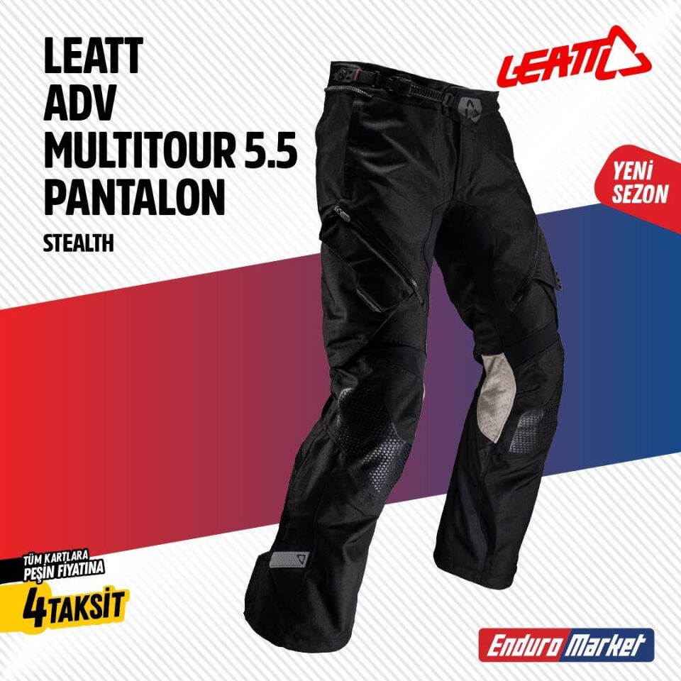 Leatt Adv 5.5 Multi-Tour Kısa Siyah Motosiklet Pantolonu