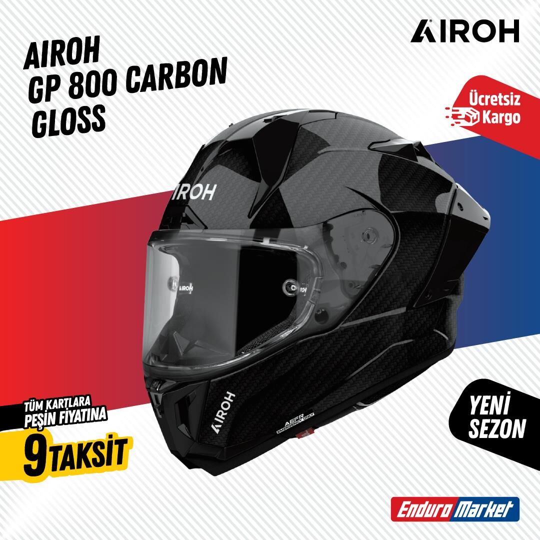 Airoh Gp 800 Carbon Parlak 6K Ece Motosiklet Kaskı