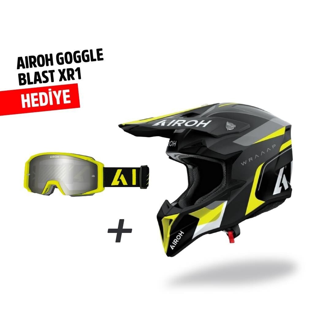 Airoh Wraap Conquer Sarı Mat Motosiklet Kaskı