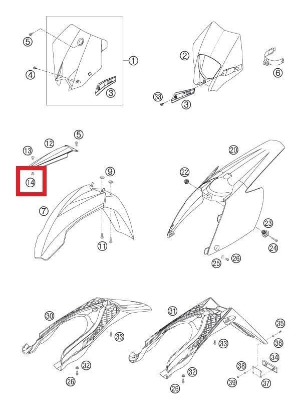Screw Fend. Brace M8X9 Ws=17 Ktm Orj Yp A4-2