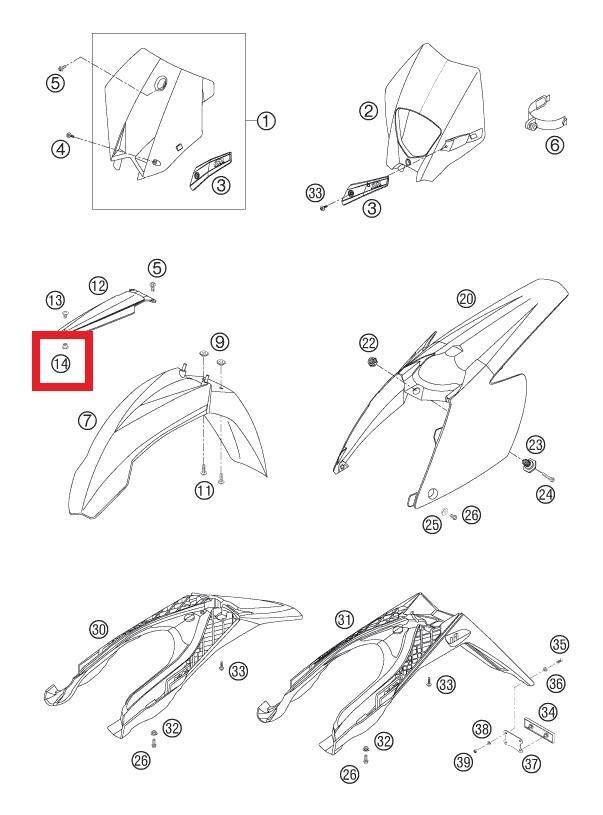 Screw Fend. Brace M8X9 Ws=17 Ktm Orj Yp A4-2