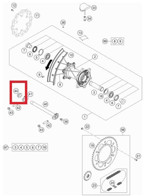 Hexagon Nut M20X1.5 Ktm Orj Yp