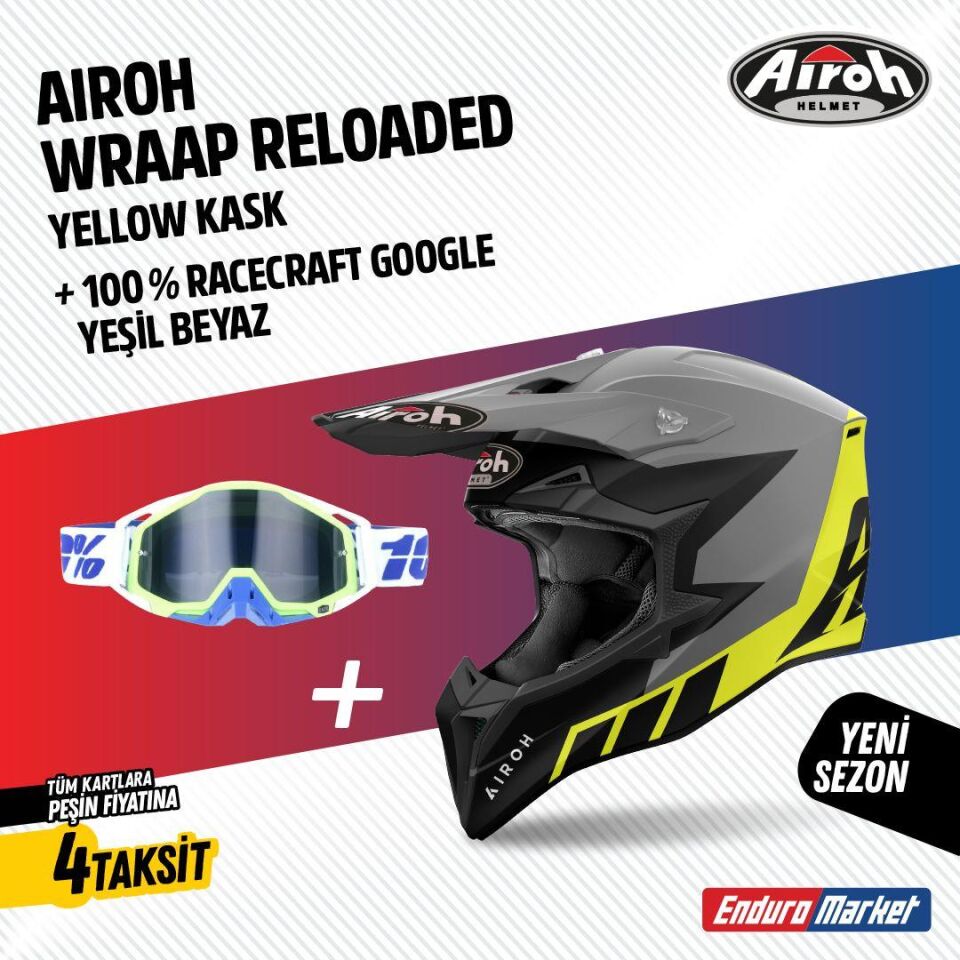 Airoh Wraap Reloaded Sarı Motosiklet Kaskı