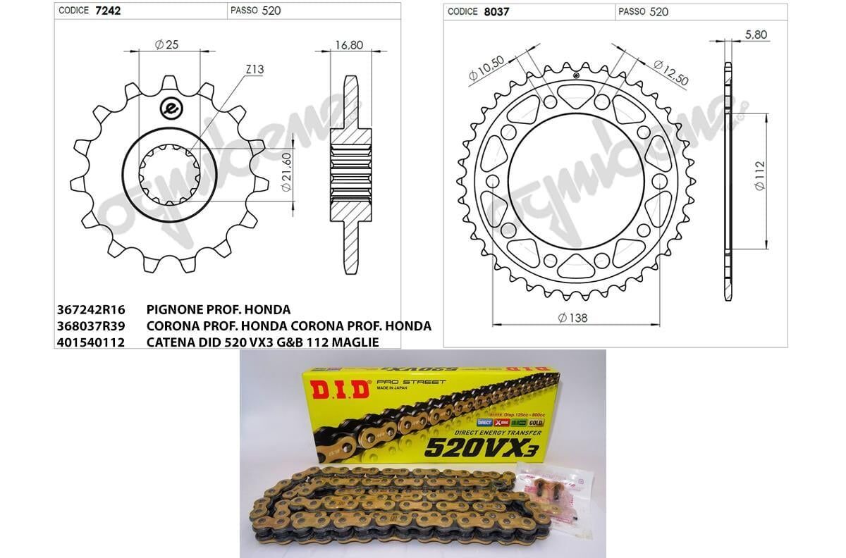 DID DİŞLİ ZİNCİR KİT HONDA NC 700 DCT S - X 2012