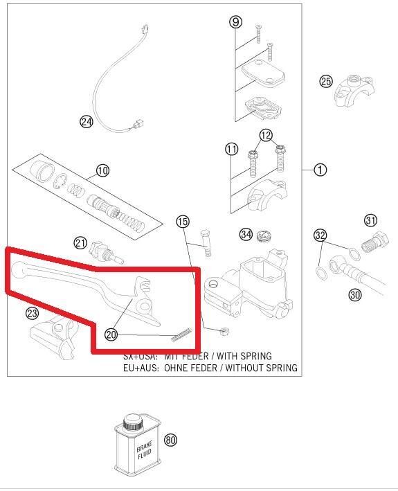 Hand Brake Lever Ktm Orj Yp