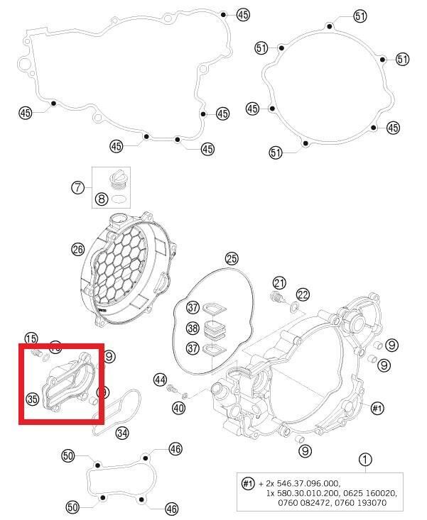 Water Pump Cover Ktm Orj Yp A6-2