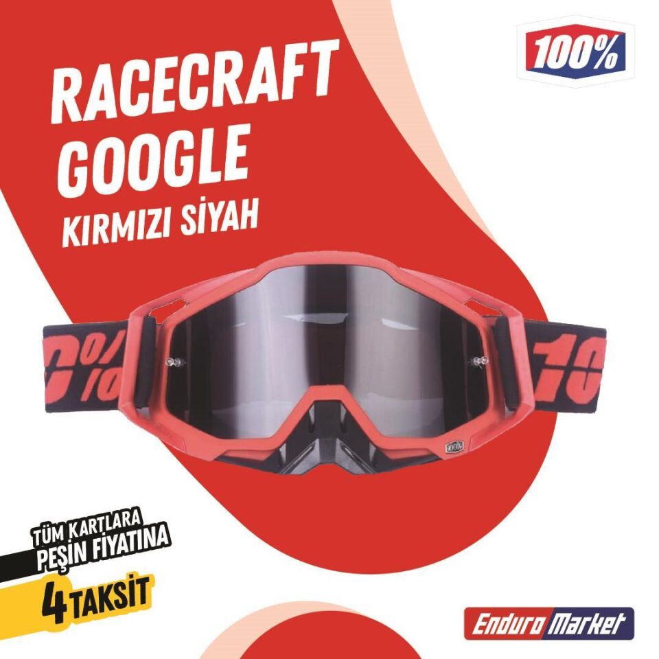 %100 Racecraft Replika Kırmızı Siyah Goggle