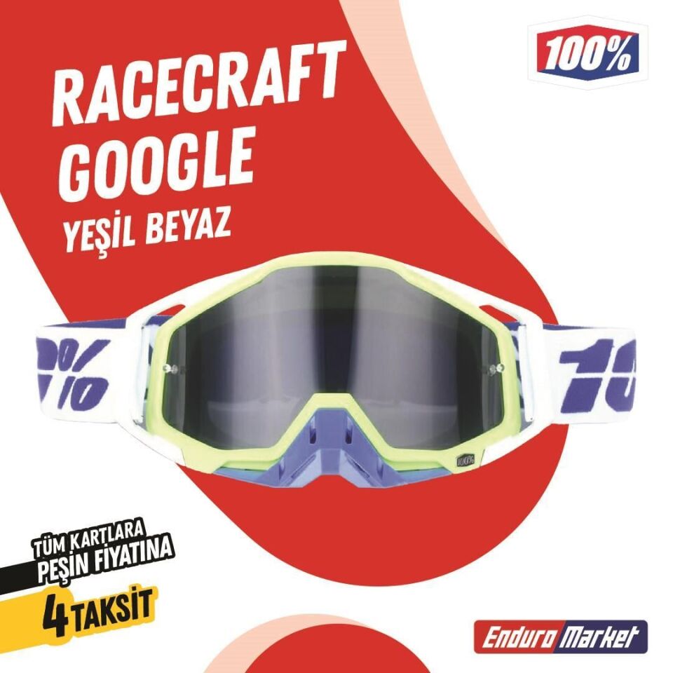 %100 Racecraft Replika Sarı Beyaz Goggle