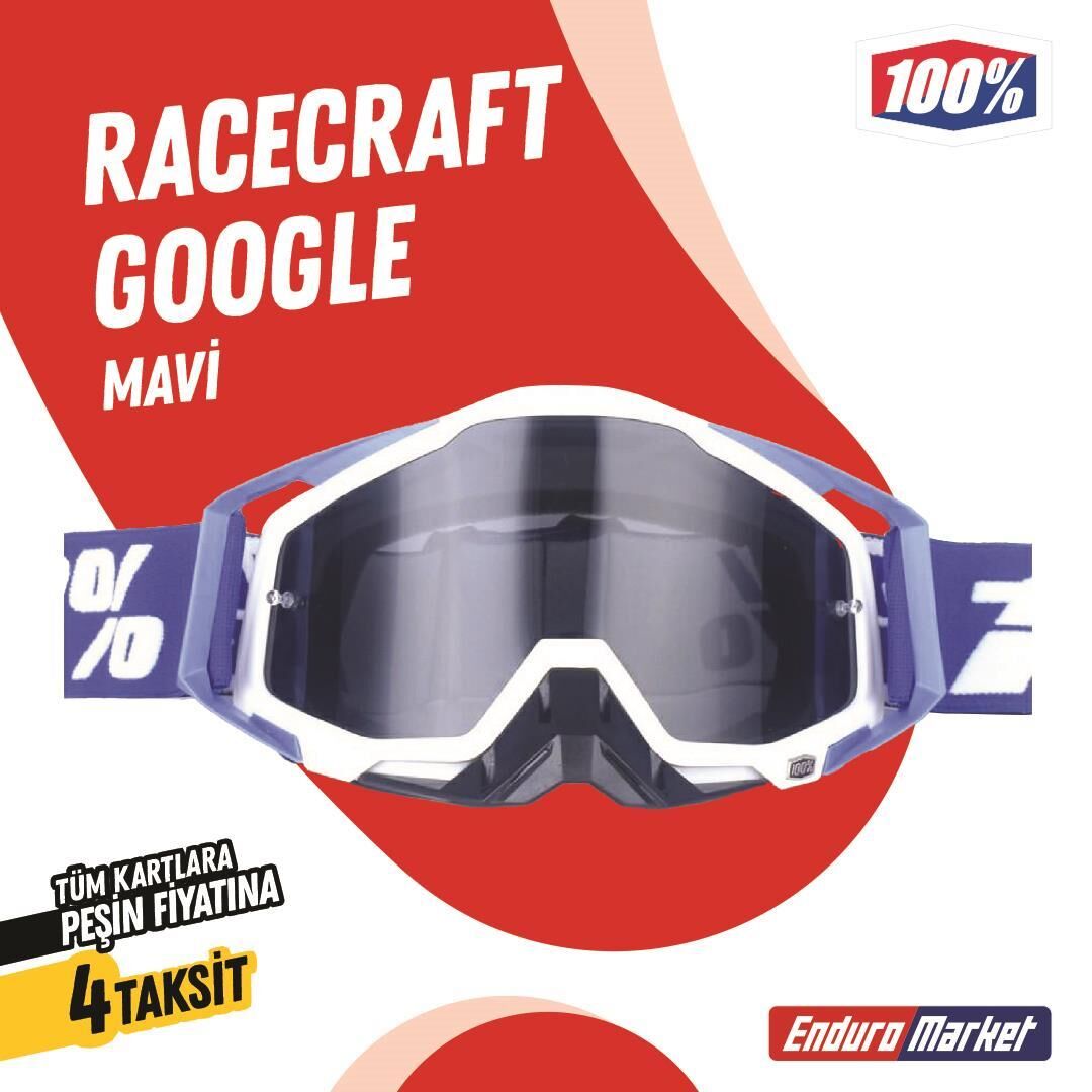 %100 Racecraft Replika Beyaz Mavi Goggle
