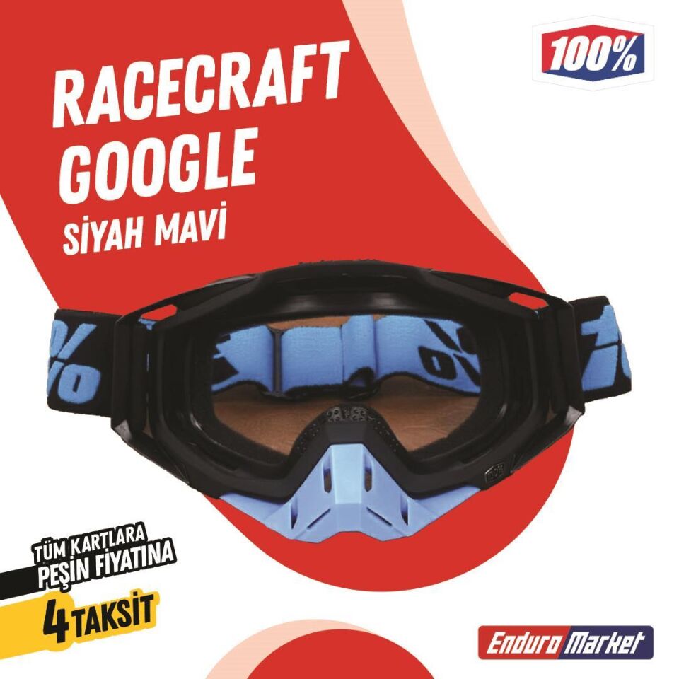 %100 Racecraft Replika Siyah Mavi Goggle