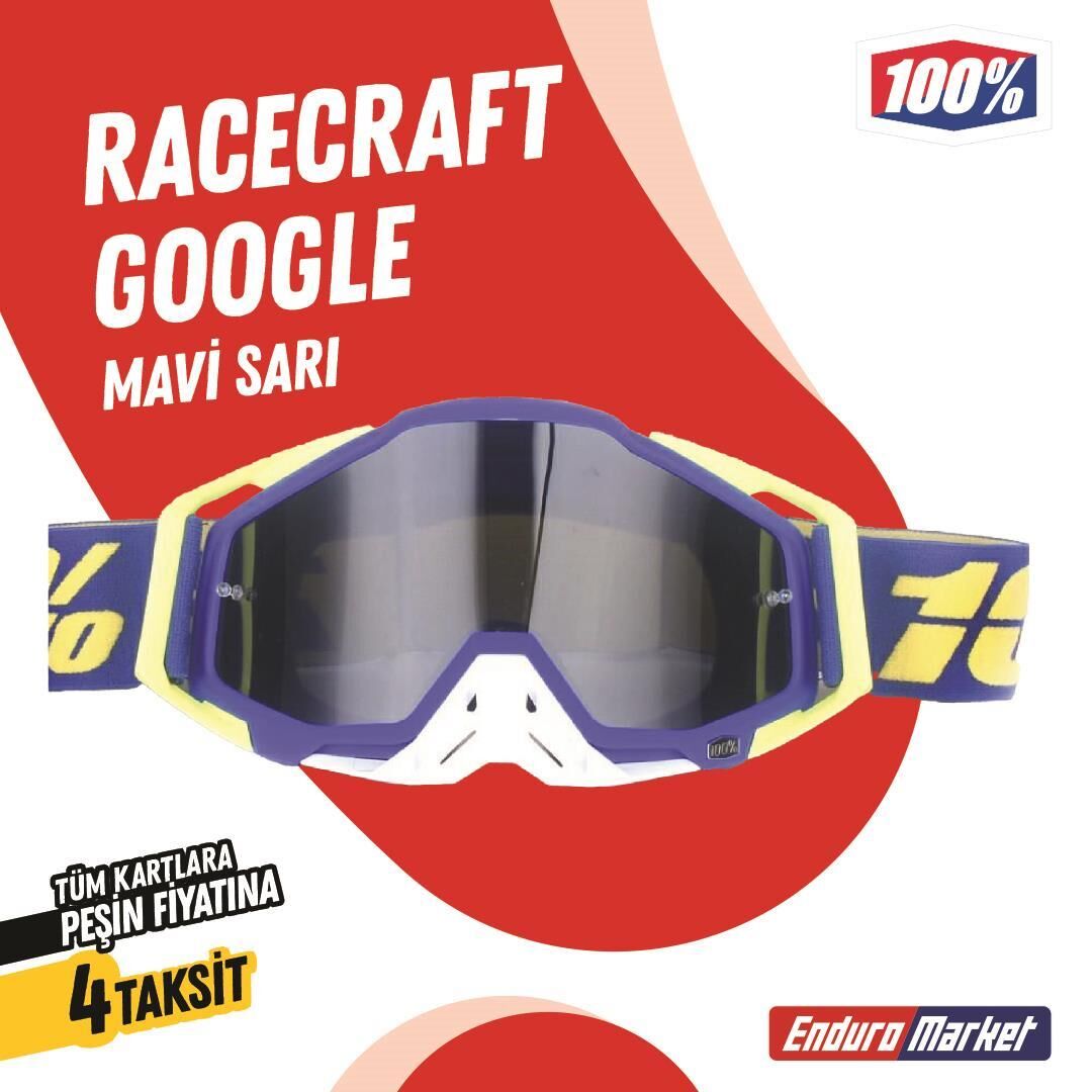 %100 Racecraft Replika Mavi Sarı Goggle