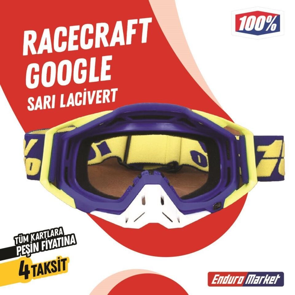 %100 Racecraft Replika Lacivert Sarı Goggle