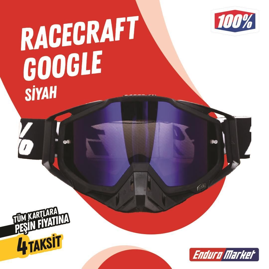 %100 Racecraft Replika Siyah Goggle