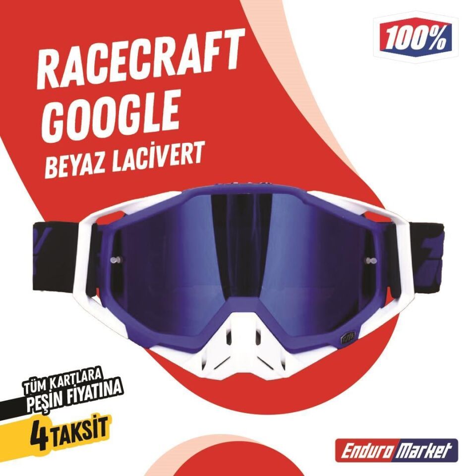 %100 Racecraft Replika Beyaz Lacivert Goggle