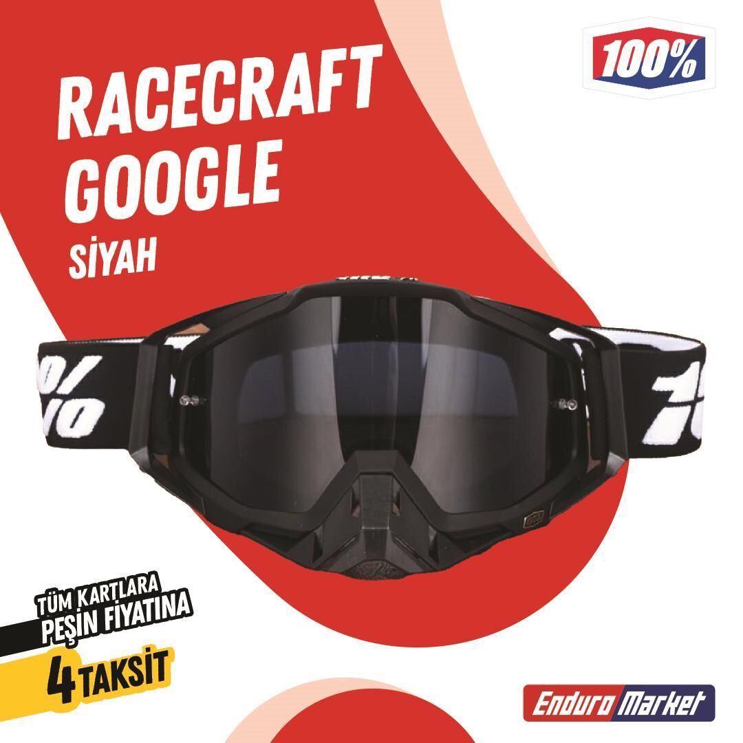 %100 Racecraft Replika Beyaz Siyah Goggle