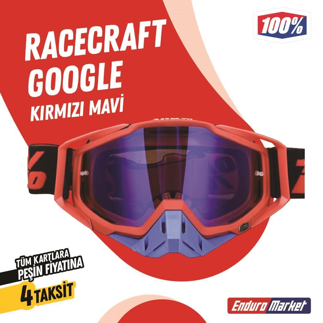 %100 Racecraft Replika Kırmızı Mavi Goggle