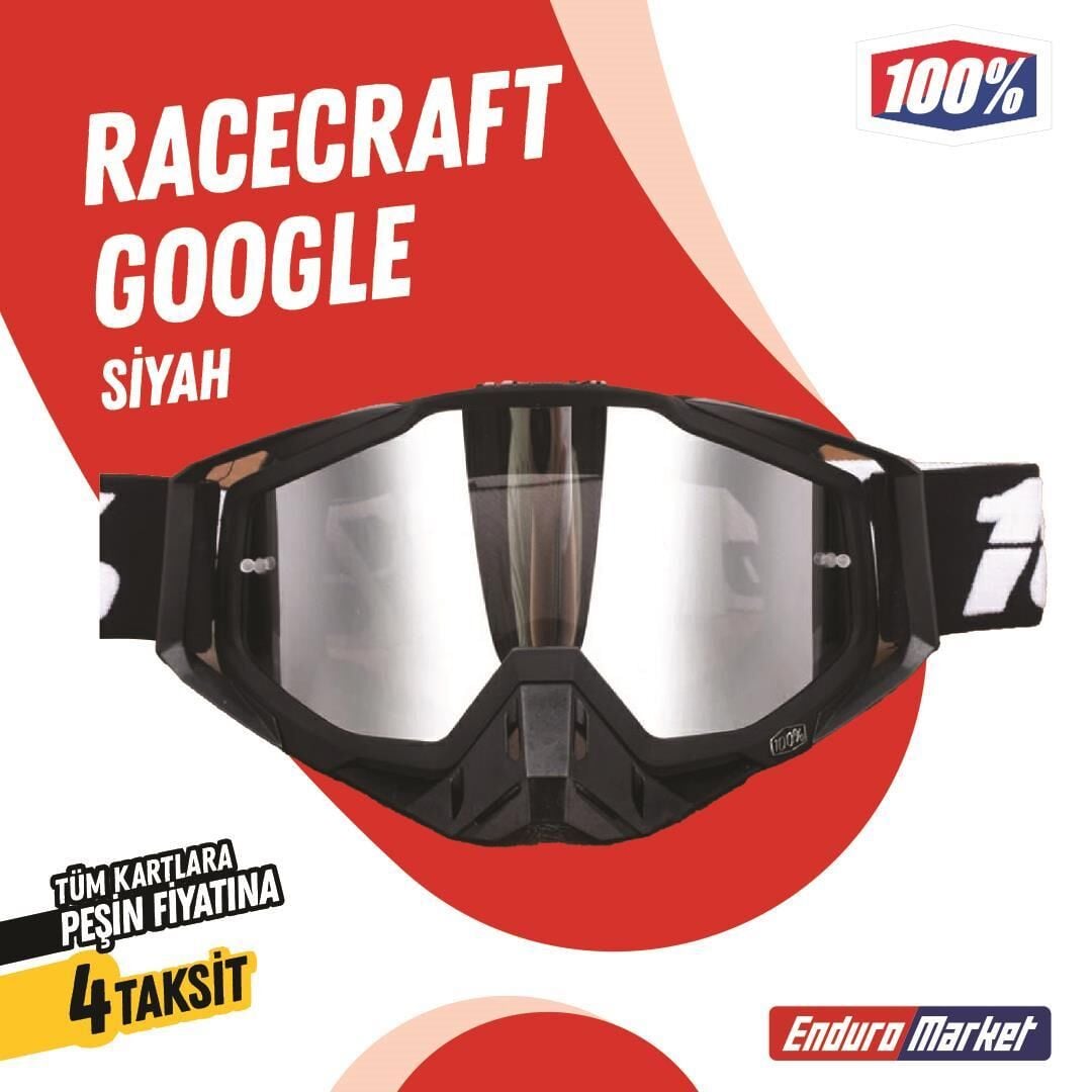 %100 Racecraft Replika Siyah Goggle