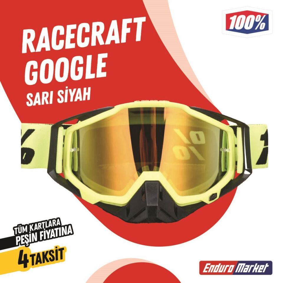 %100 Racecraft Replika Sarı Siyah Goggle